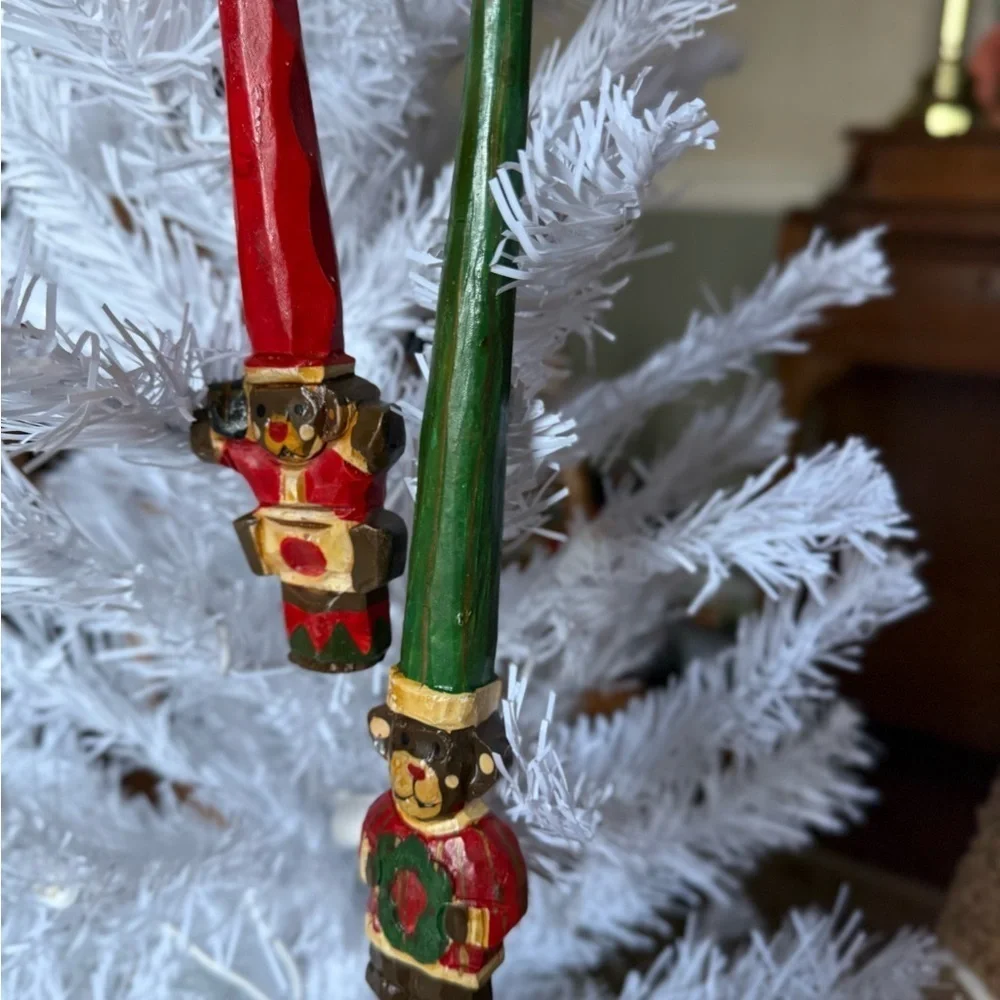 Vintage 1974 Festive Nutcracker Ornaments - Red and Green